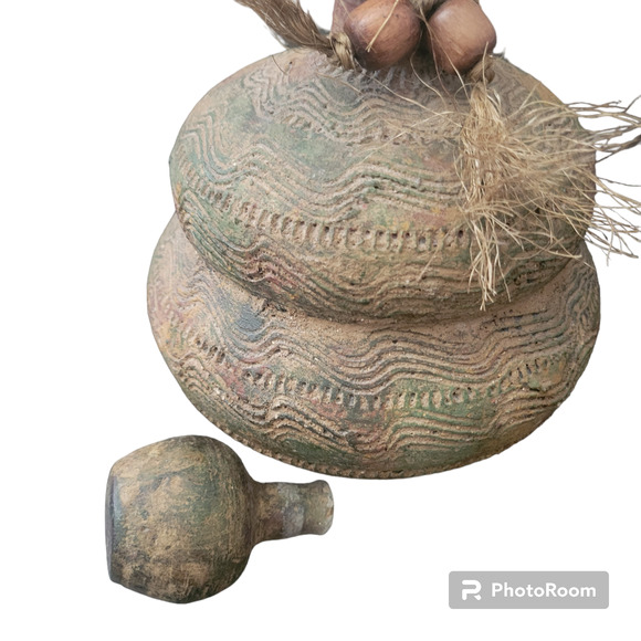 Rustic Terra Cotta Jug with Stopper Made in Mexico Unique - Picture 2 of 9